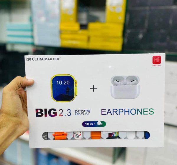 10 in 1 I20 Ultra Max Smart Watch For Men & Women | Earbuds & 7 Straps In Box